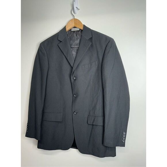 Geoffrey Beene Blazer Jacket Mens Gray Striped Size 38R - Picture 3 of 10